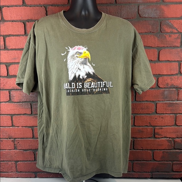 The Duck Company Men's Bald is Beautiful Olive Green T-Shirt‎ 2XL - Picture 1 of 10